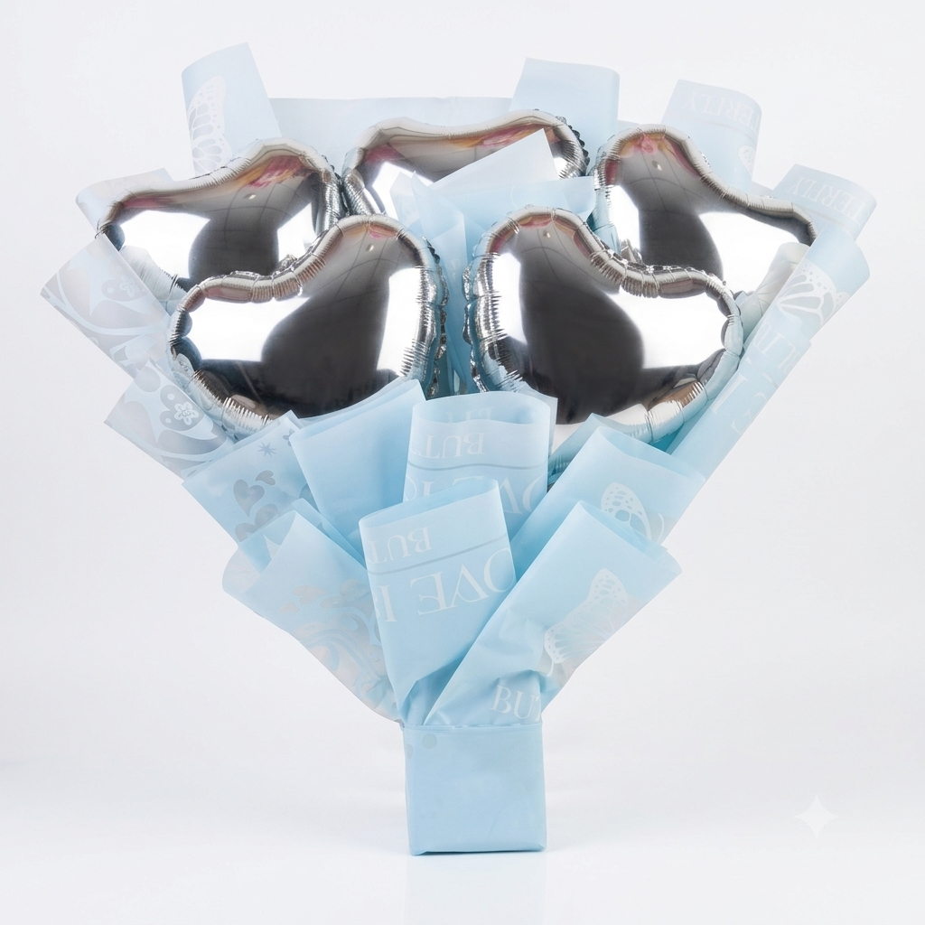 Blue Heart Balloon Bouquet