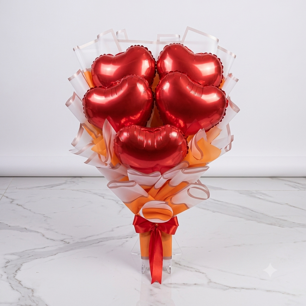 Red Heart Balloon Bouqet