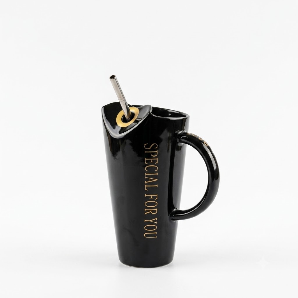 Ceramic cup with straw