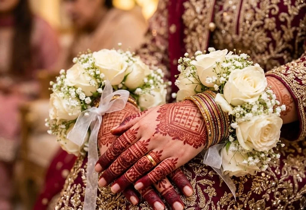 White Gajra with Baby's Breath (Pair)
