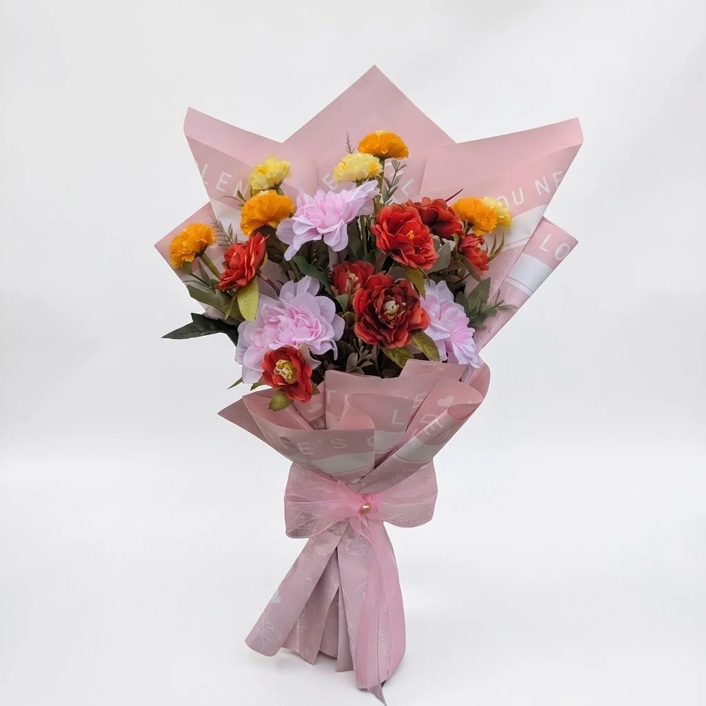 Mix Flower Bouquet with Pink Paper
