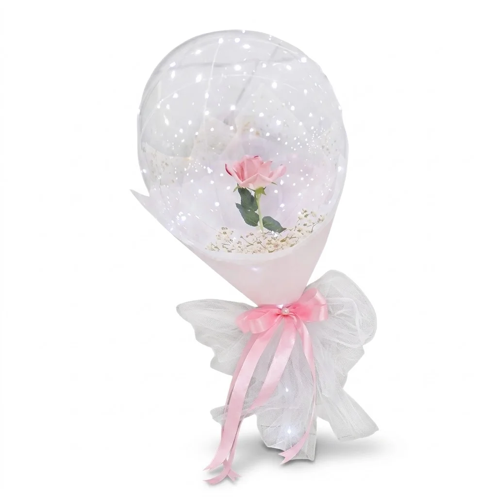 Imported Single Flower Bouquet with Bobo Balloon