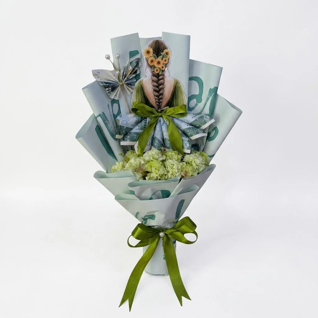 Currency Bouquet with Artificial Flowers