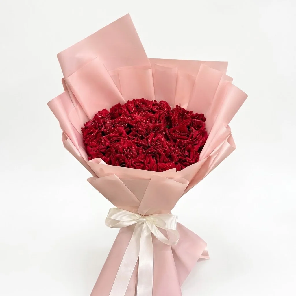 Red Flower Bouquet - Pink Paper