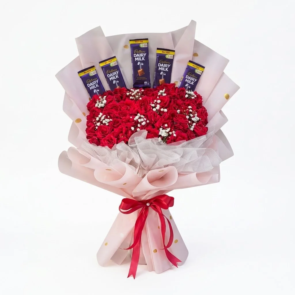 Chocolate Bouquet mixed with Flowers