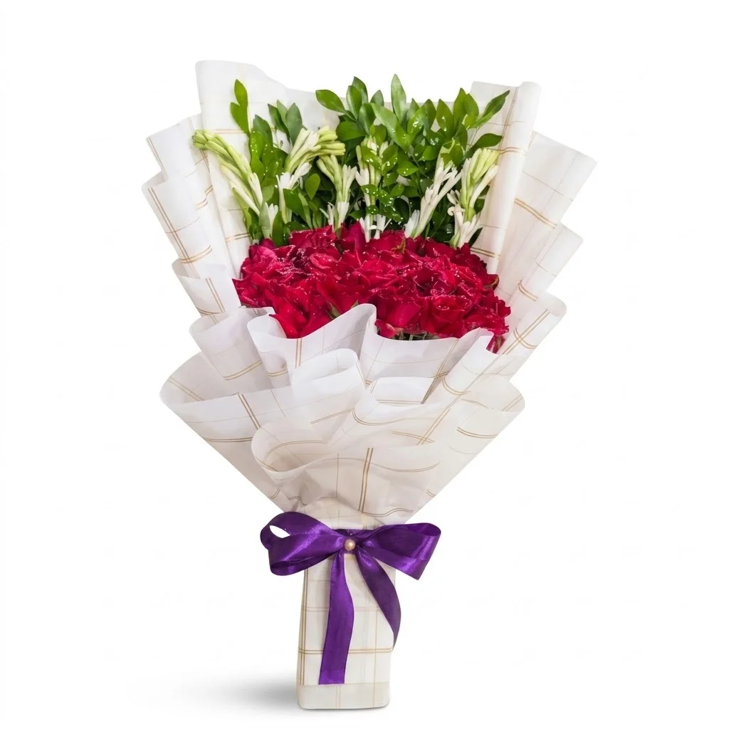 Long Bouquet Fresh Flower with Tube Rose 