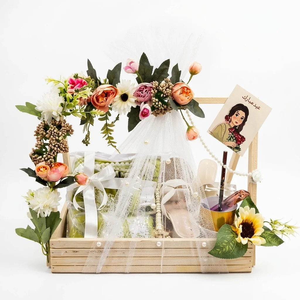 Wood Basket with Card