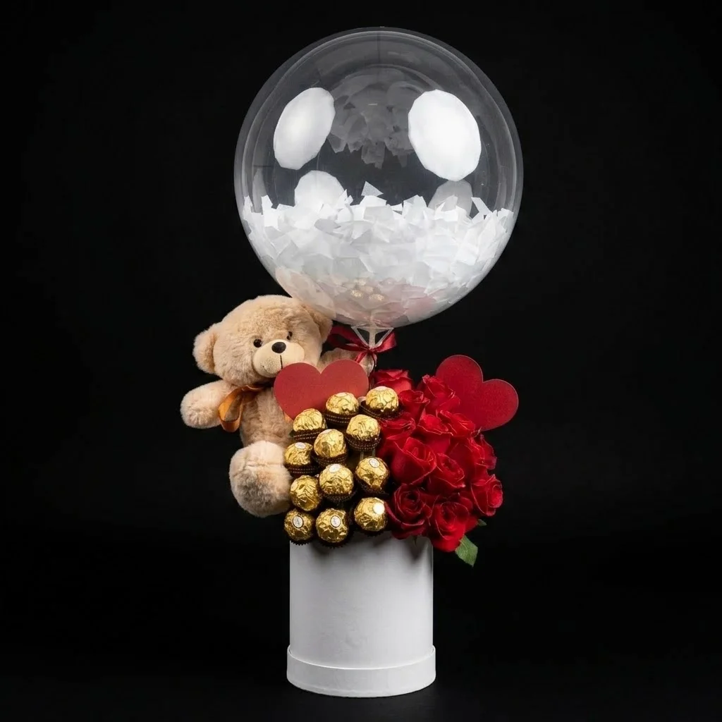 Round Box Bouquet with flowers