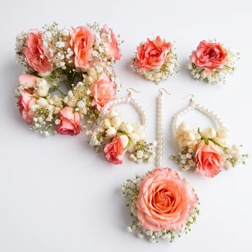 Bridal flower jewelry set