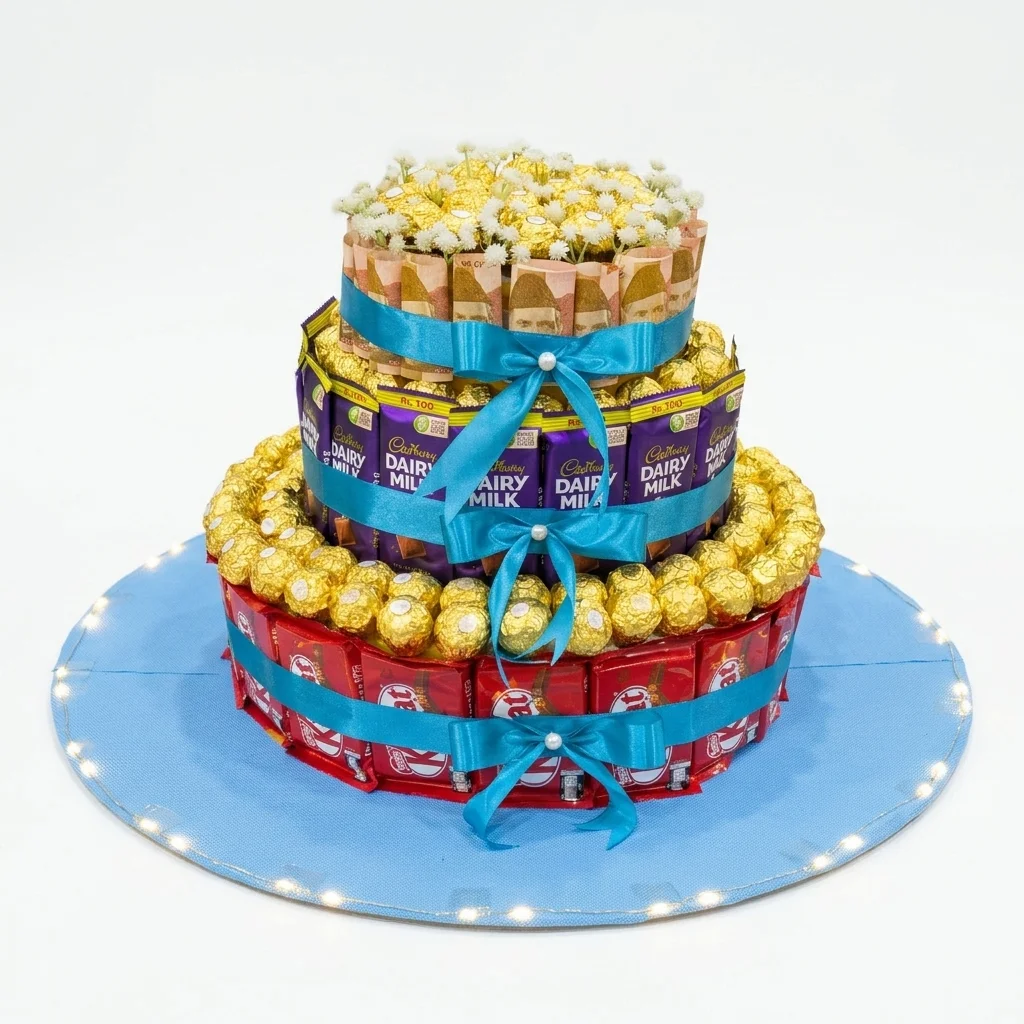 Currency & Chocolate Bouquet - Cake shape