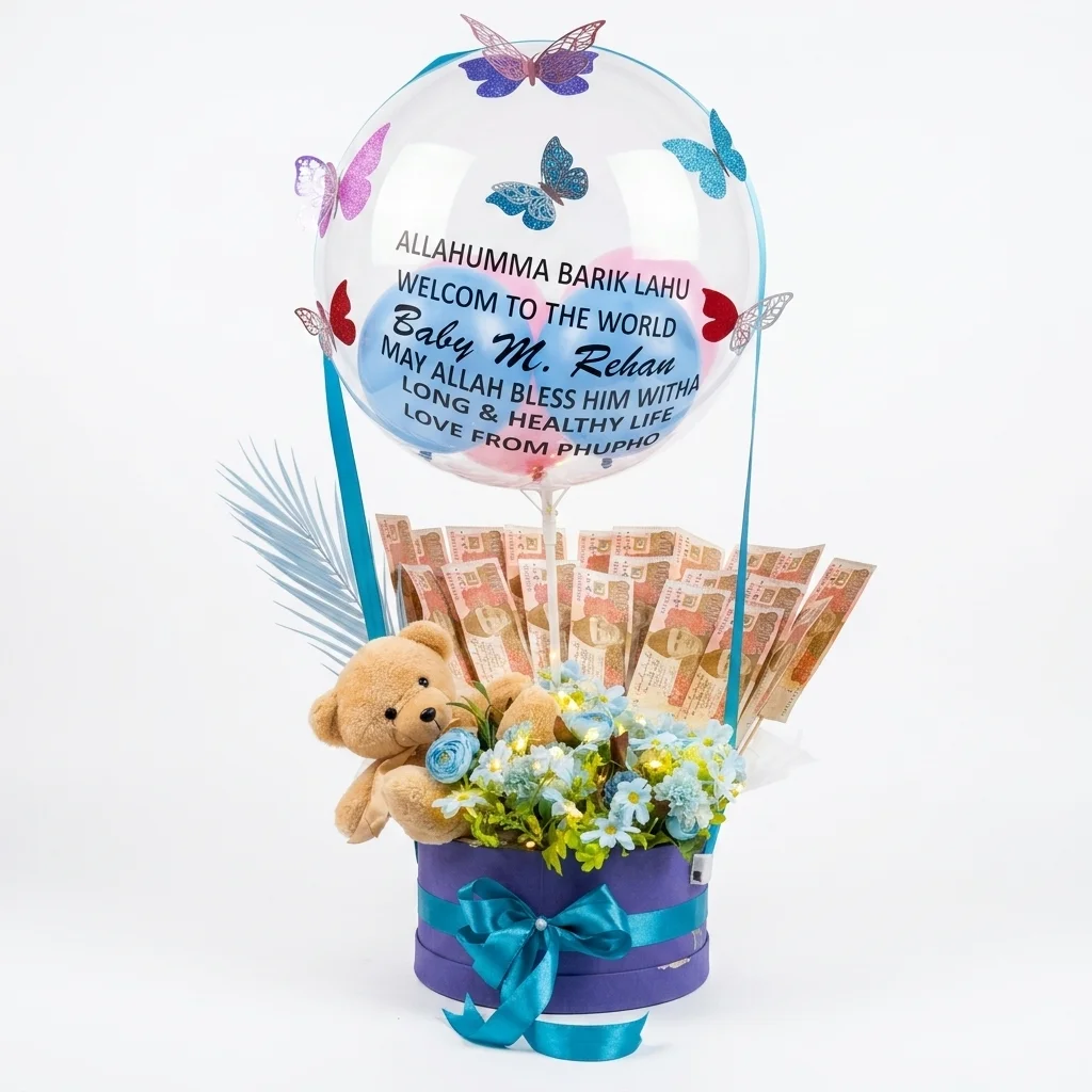 Box Bouquet with Baby Bear