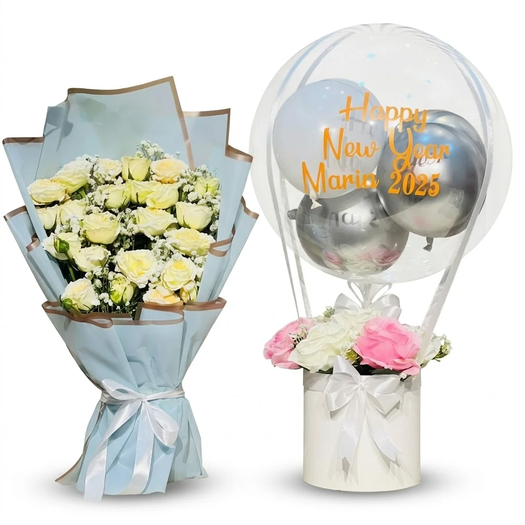 Bouquet & Basket with Balloon