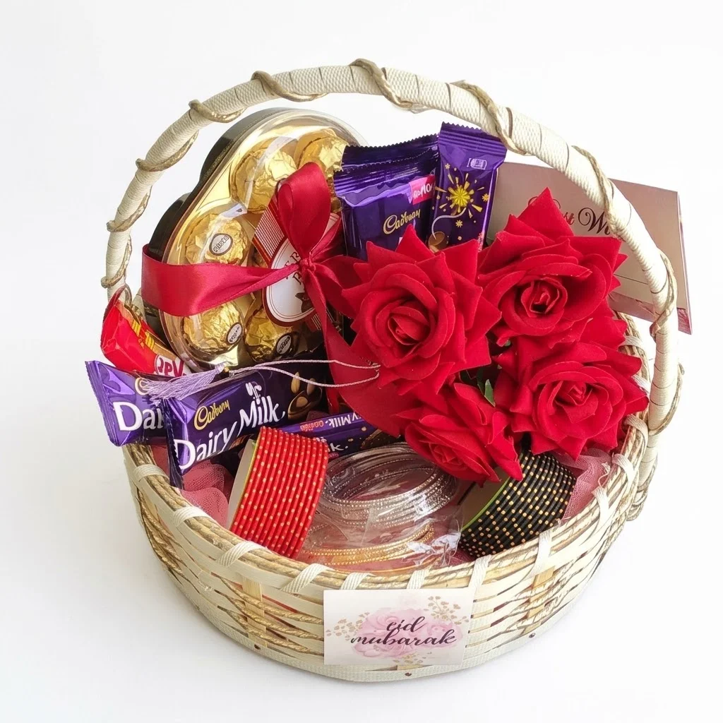 Round basket with Flowers